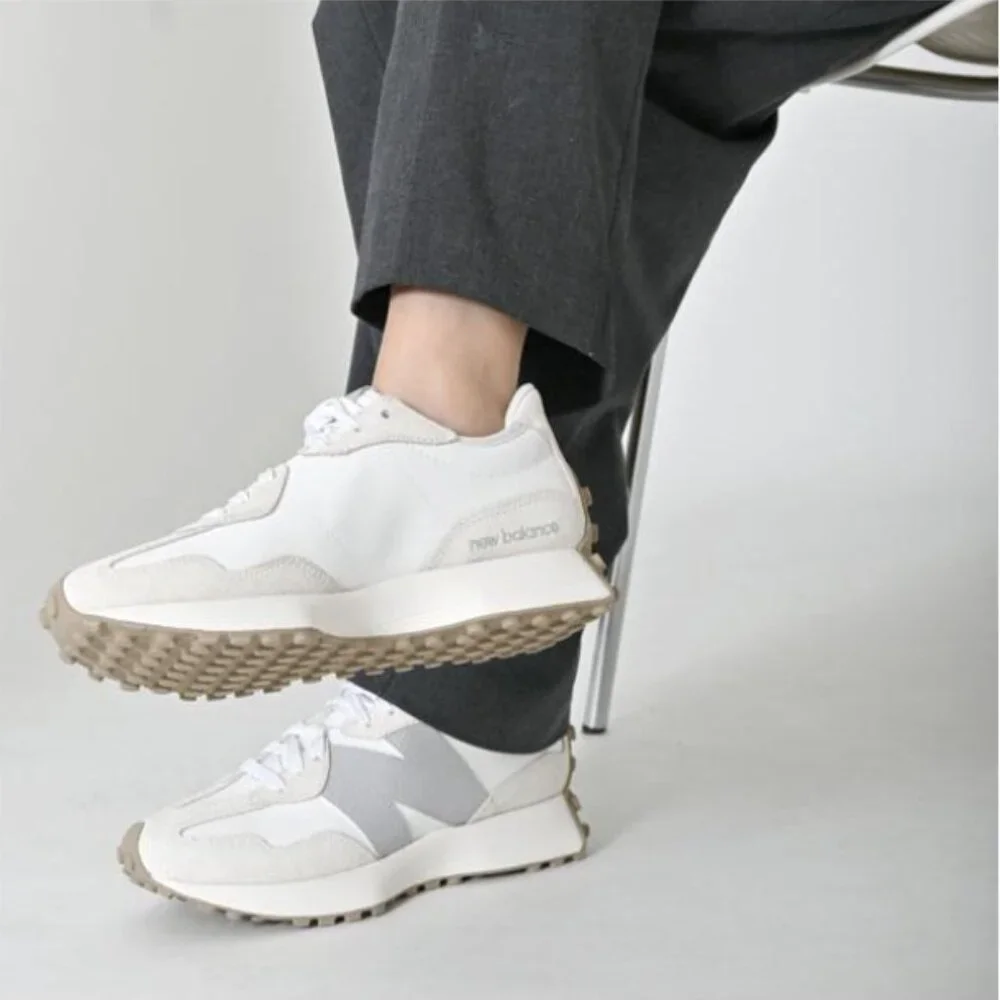 New Balance 327Women Sneakers Shoes Leather Sea Salt Brighton Grey various sizes - Picture 7 of 13